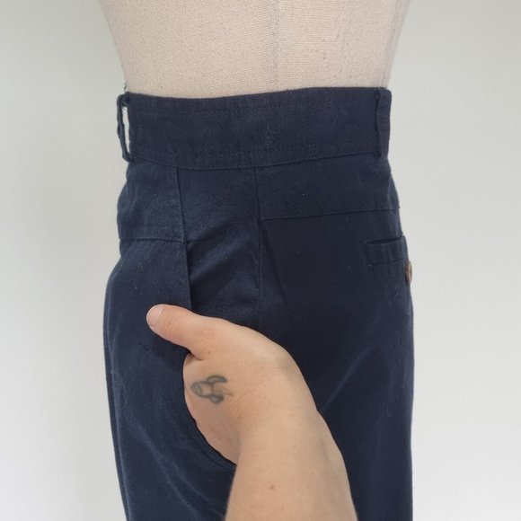 Katies Navy Blue Linen Blend Button Down Midi Skirt Vintage 90s Size 16 - Picture 6 of 9